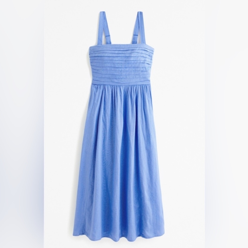 The A&F Emerson Linen-Blend Wide Strap Midi Dress